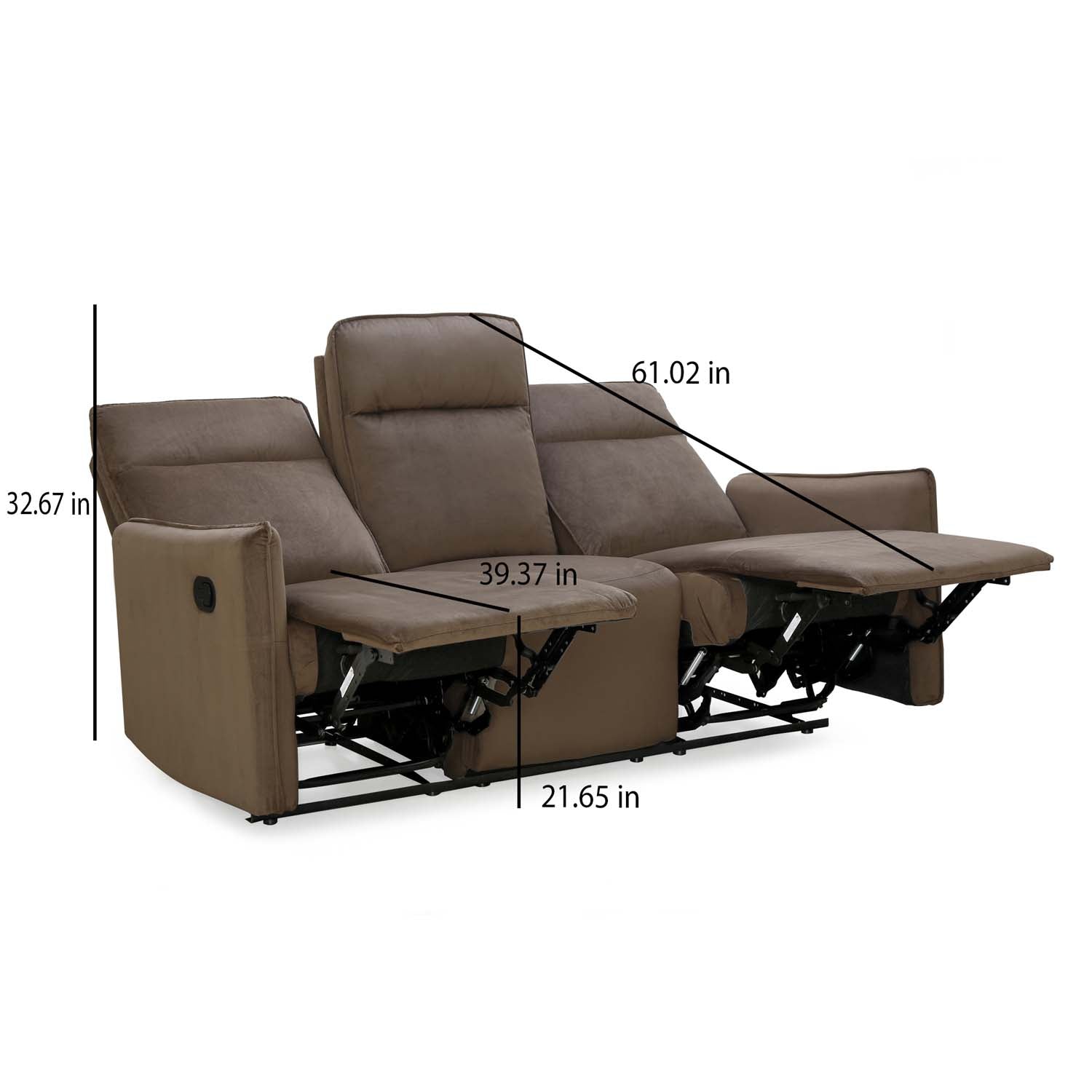 Nilkamal Carlton 3 Seater Manual Recliner (Light Brown)