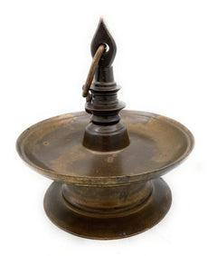 Antique Brass Hanging Lamp, Peetal Pital Temple Lantern, Traditional Pittal Ceiling Light for Pooja Room, Handcrafted Velli Brass Hanging Diya,Brown, 6 Inch, 1 Piece