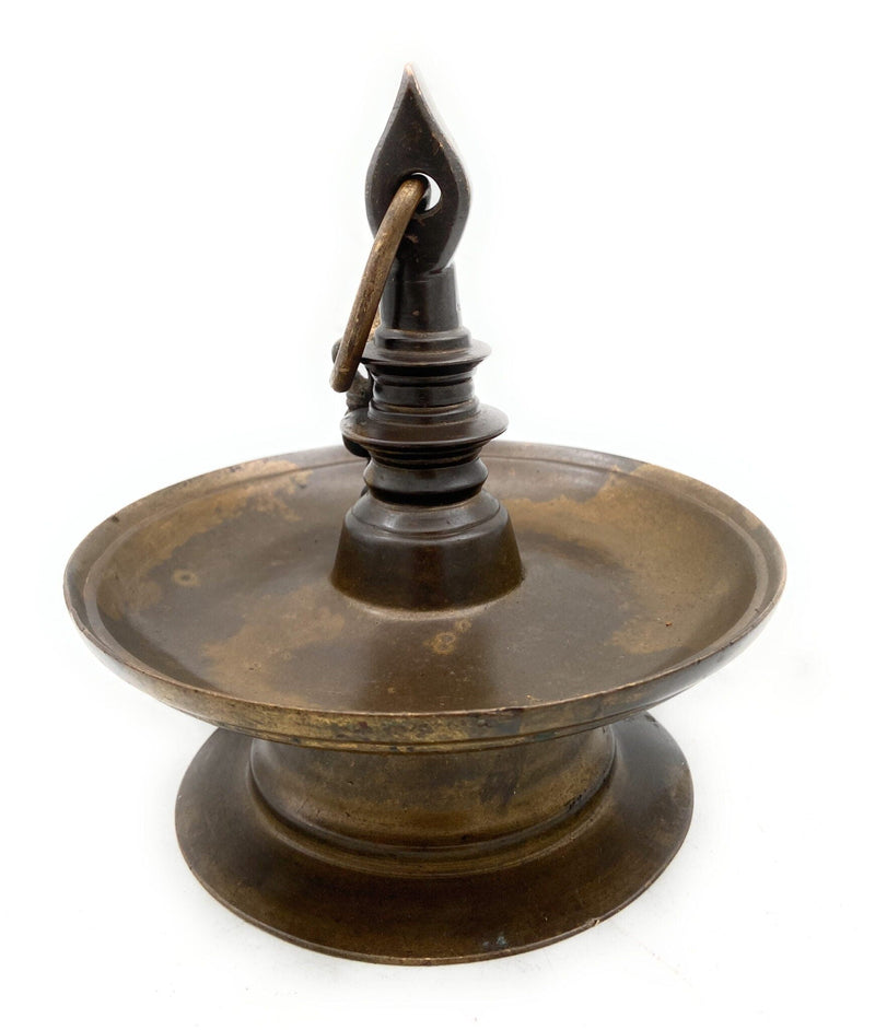 Antique Brass Hanging Lamp, Peetal Pital Temple Lantern, Traditional Pittal Ceiling Light for Pooja Room, Handcrafted Velli Brass Hanging Diya,Brown, 6 Inch, 1 Piece