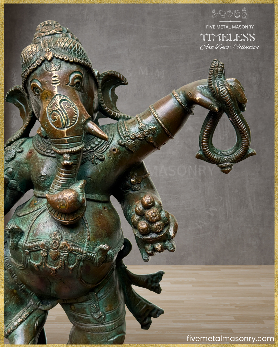 Dancing (Nrtta) Ganesha - Panchaloha Bronze Icon - 14"- Timeless Collection