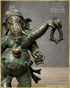 Dancing (Nrtta) Ganesha - Panchaloha Bronze Icon - 14"- Timeless Collection