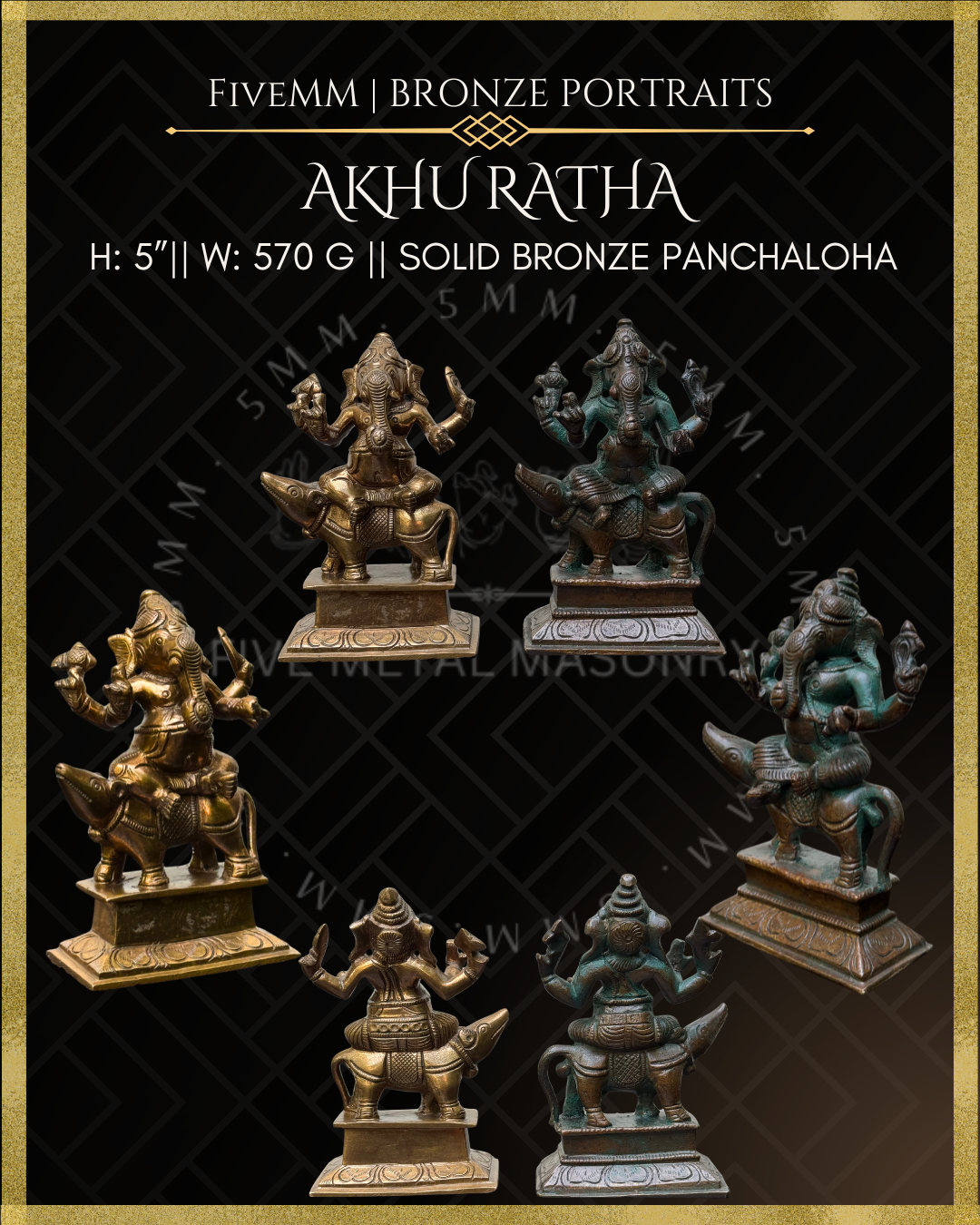 Ganesa on Mooshika Panchaloha Bronze Icon - 5"