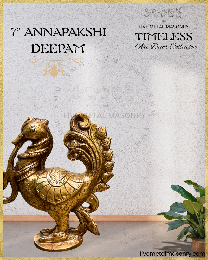 Hamsa/Annapakshi Deepam Panchaloha Bronze Icon - 7"- Timeless Collection