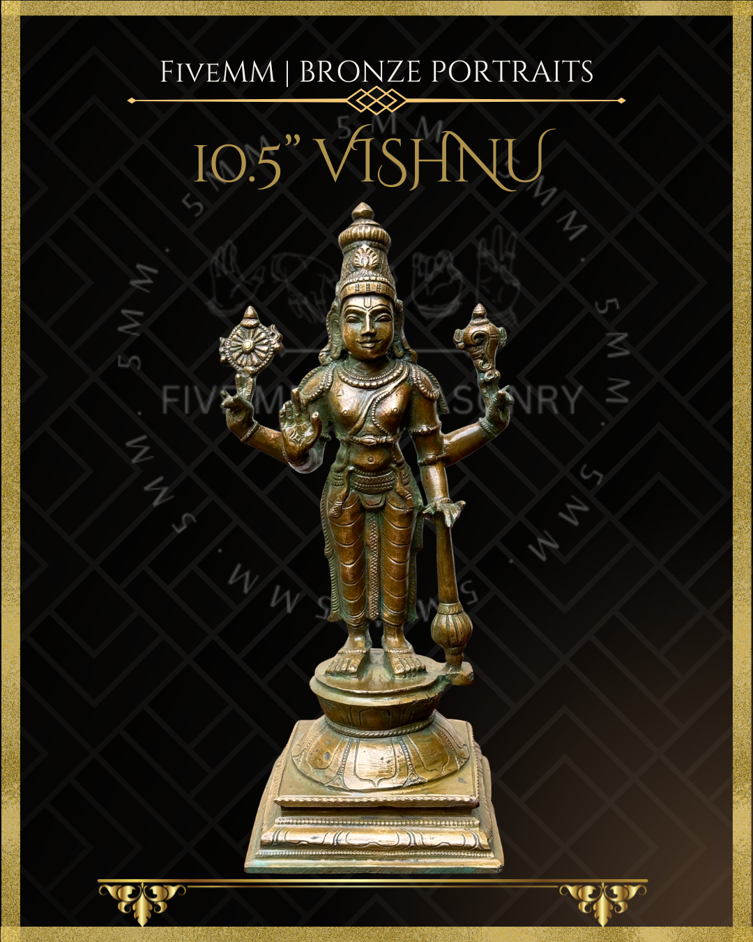 Vishnu Panchaloha Bronze Icon - 10.5"