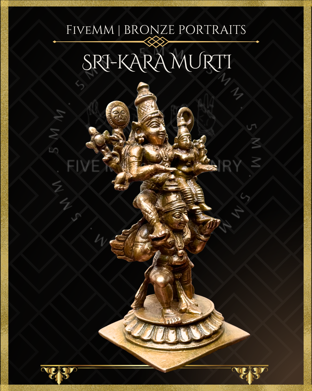 Vishnu with Lakshmi on Garuda Panchaloha Bronze Icon - 5"