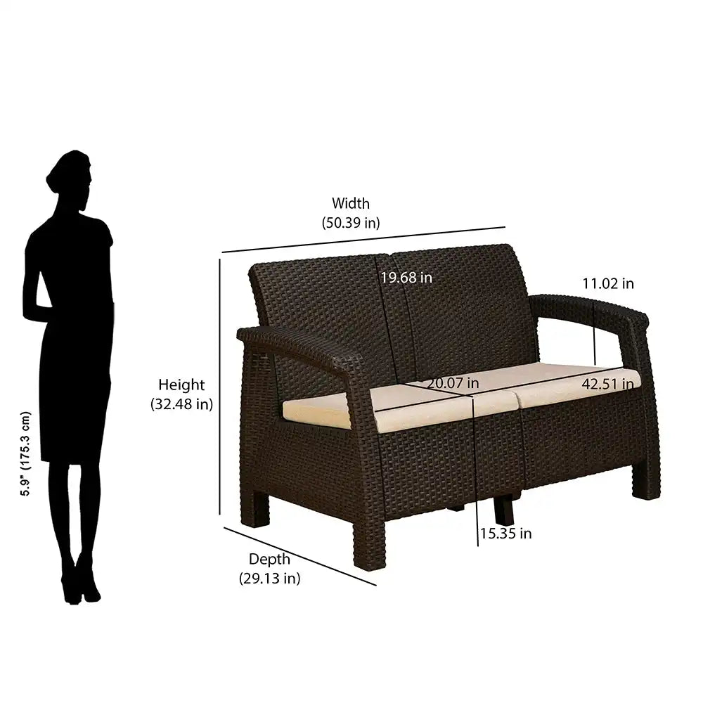 Nilkamal Goa Two Seater Plastic Sofa Set with Cushion