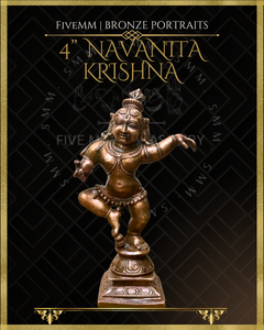 Navanita Krishna Panchaloha Bronze Icon - 4"