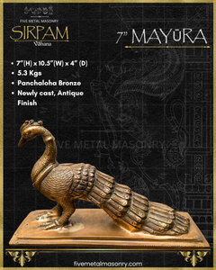 Mayura:Peacock Panchaloha Bronze Icon - 7" - Sirpam Collection