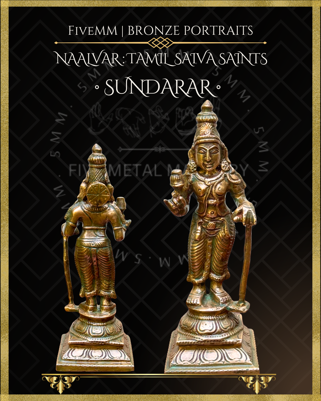 Naalvar:Tamil Saiva Saints (Nayanmars) Panchaloha Bronze Icon Set - 6.5" to 7"