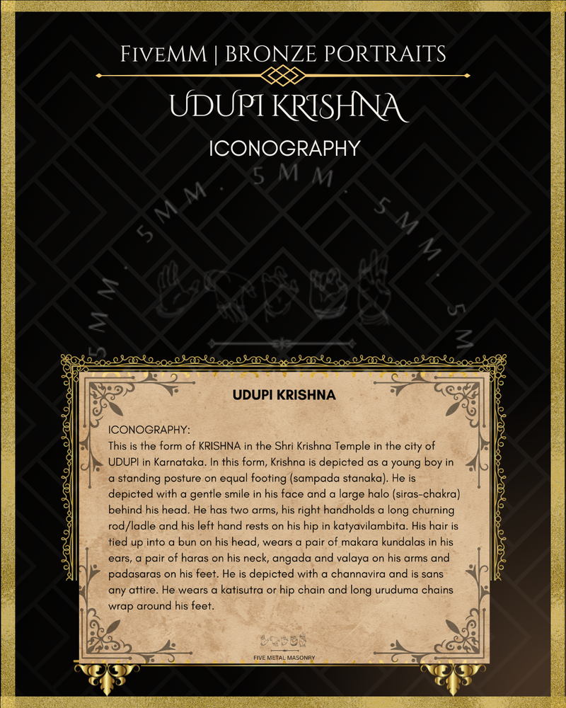 Udupi Krishna Panchaloha Bronze Icon - 3"- Antique finish