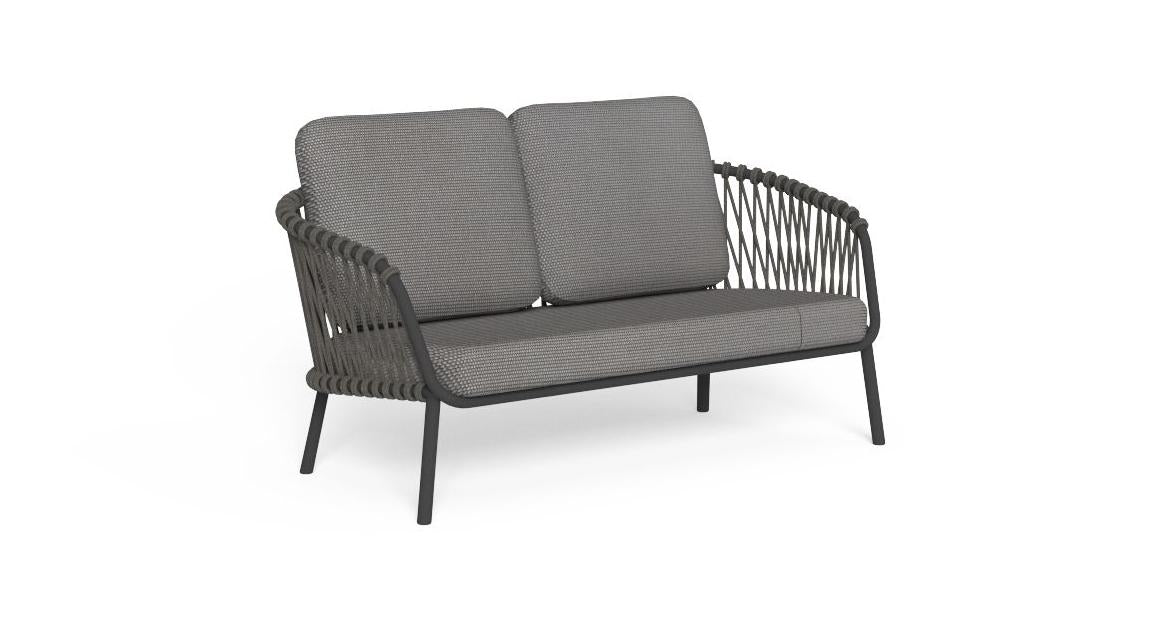 Rogar Outdoor Sofa Set 2 Seater , 2 Single seater and 1 Center Table Set (Black + Grey) Braided & Rope