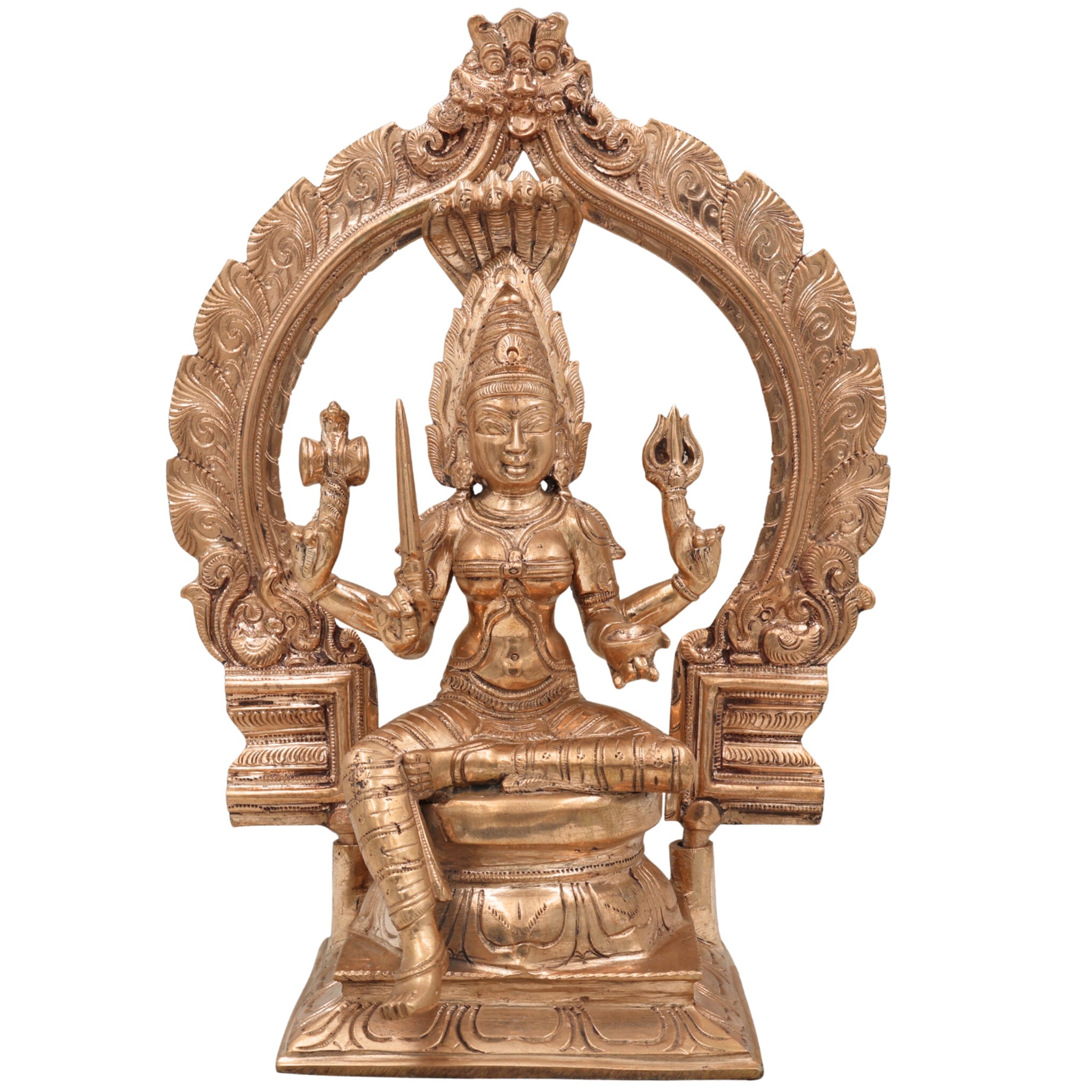 Bhunes Bronze Panchaloha Mariamman Idol, Karumariamman Statue, Amman Vigaraha, Mariyamma Devi Murti, Panchadatu Parvati Vigraham, Brown, 13 Inch, 1 Piece