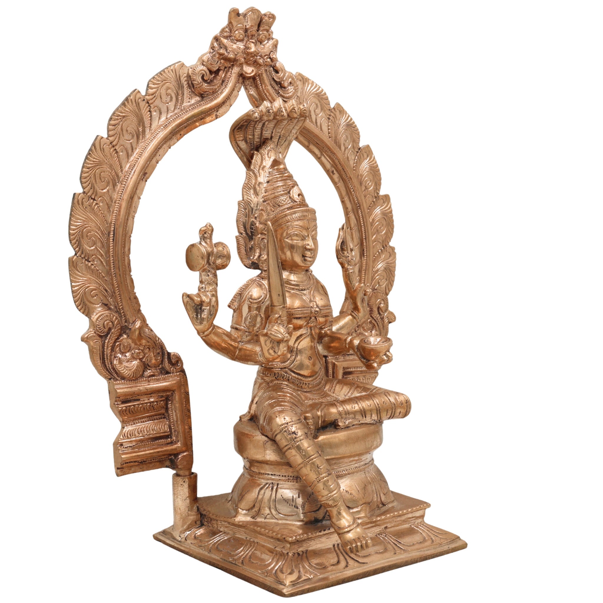 Bhunes Bronze Panchaloha Mariamman Idol, Karumariamman Statue, Amman Vigaraha, Mariyamma Devi Murti, Panchadatu Parvati Vigraham, Brown, 13 Inch, 1 Piece