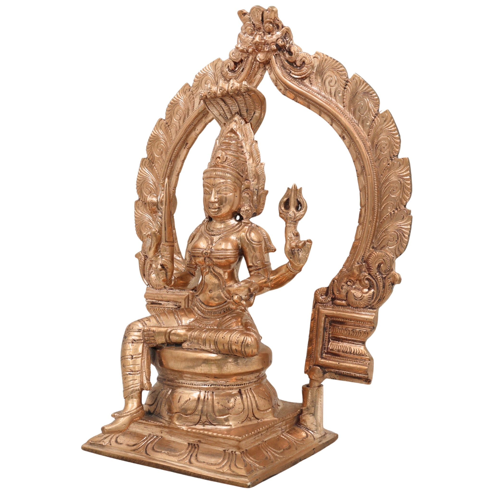 Bhunes Bronze Panchaloha Mariamman Idol, Karumariamman Statue, Amman Vigaraha, Mariyamma Devi Murti, Panchadatu Parvati Vigraham, Brown, 13 Inch, 1 Piece