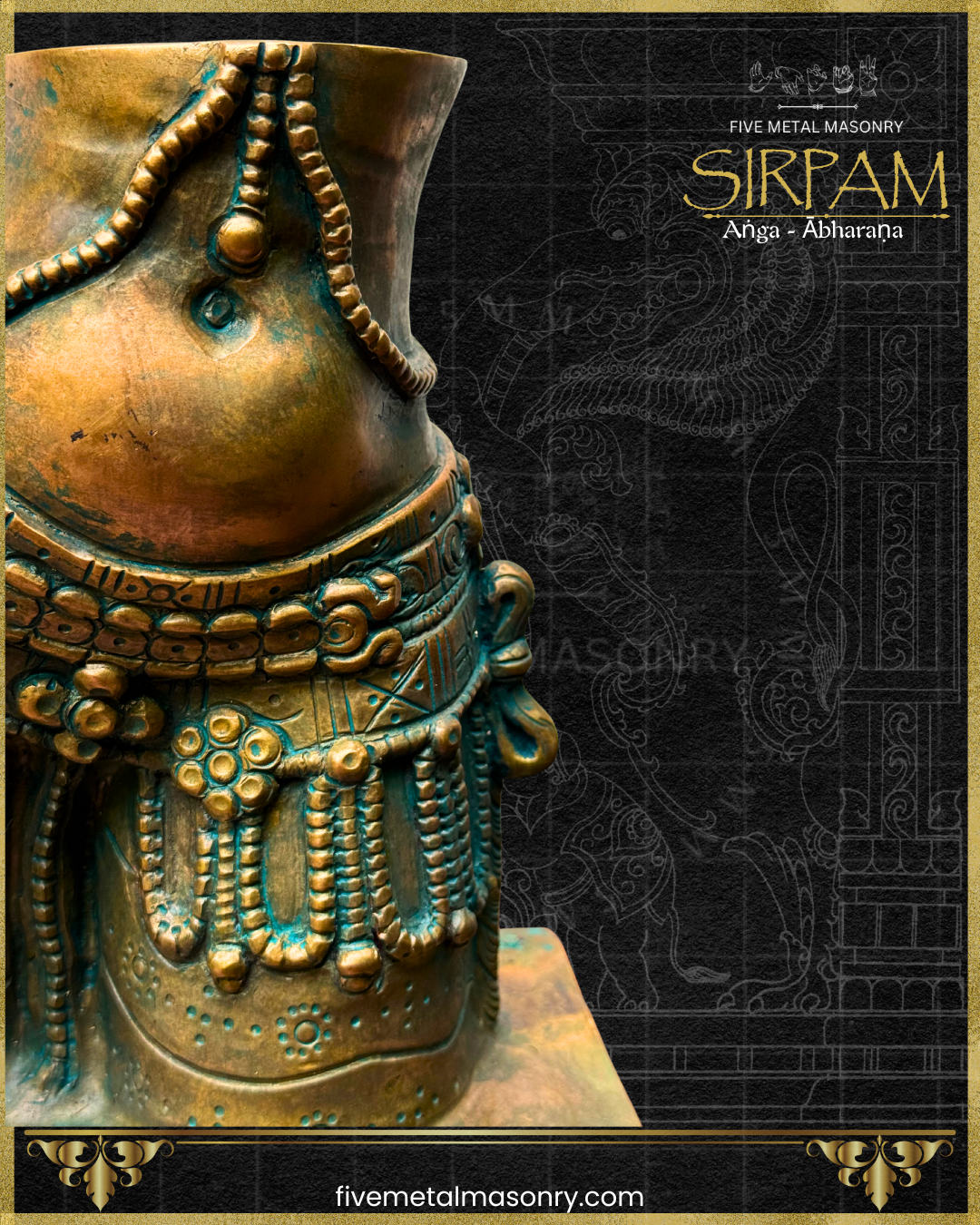 Parvati's Torso Panchaloha Bronze Icon - 8" - Sirpam Collection
