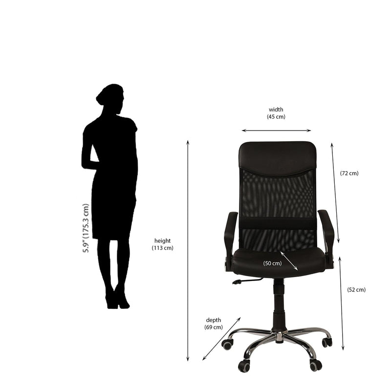 Nilkamal Acqua High Back Mesh Chair (Black)