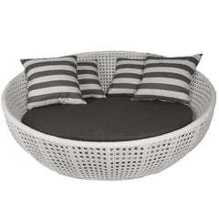 Lombardo Outdoor Poolside Sunbed With Cushion Daybed (White)