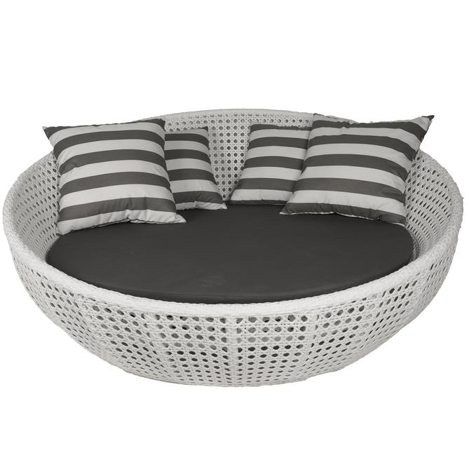 Lombardo Outdoor Poolside Sunbed With Cushion Daybed (White)
