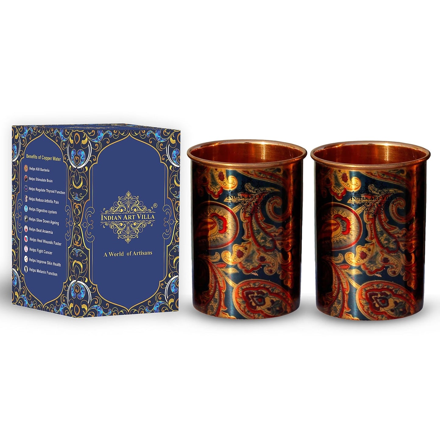 Pure Copper Printed Design Glass - 275 ML
