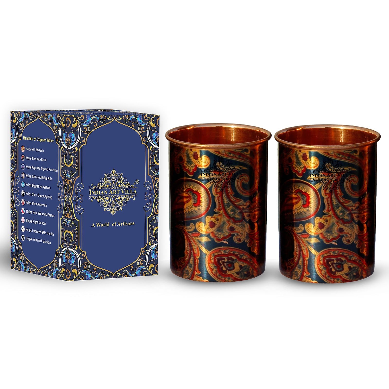 Pure Copper Printed Design Glass - 275 ML