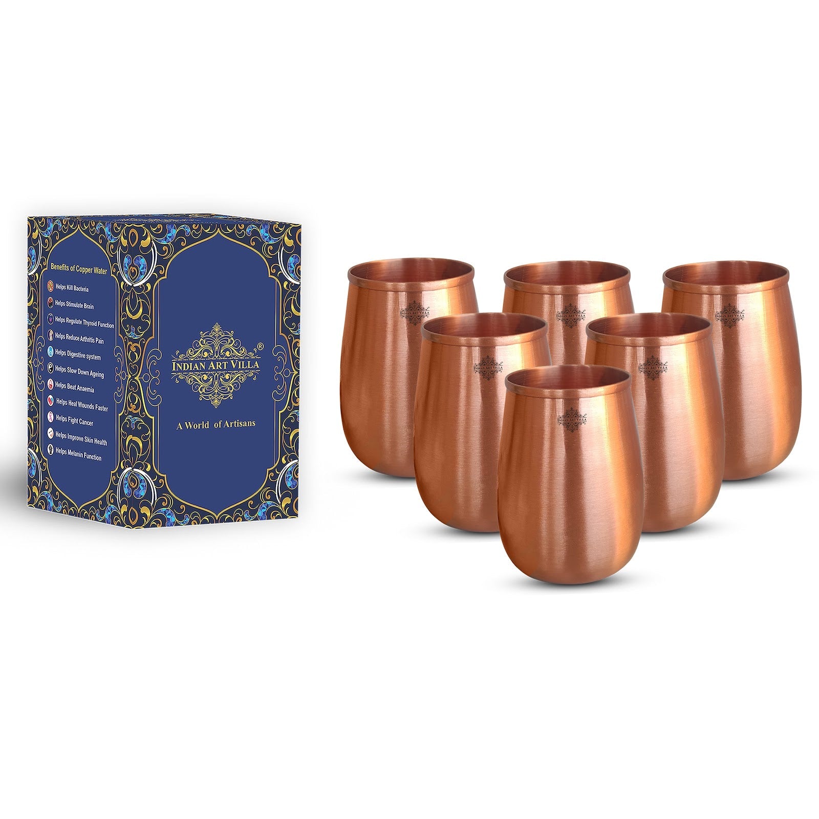 Pure Copper Dome Shape Glass 350 ML