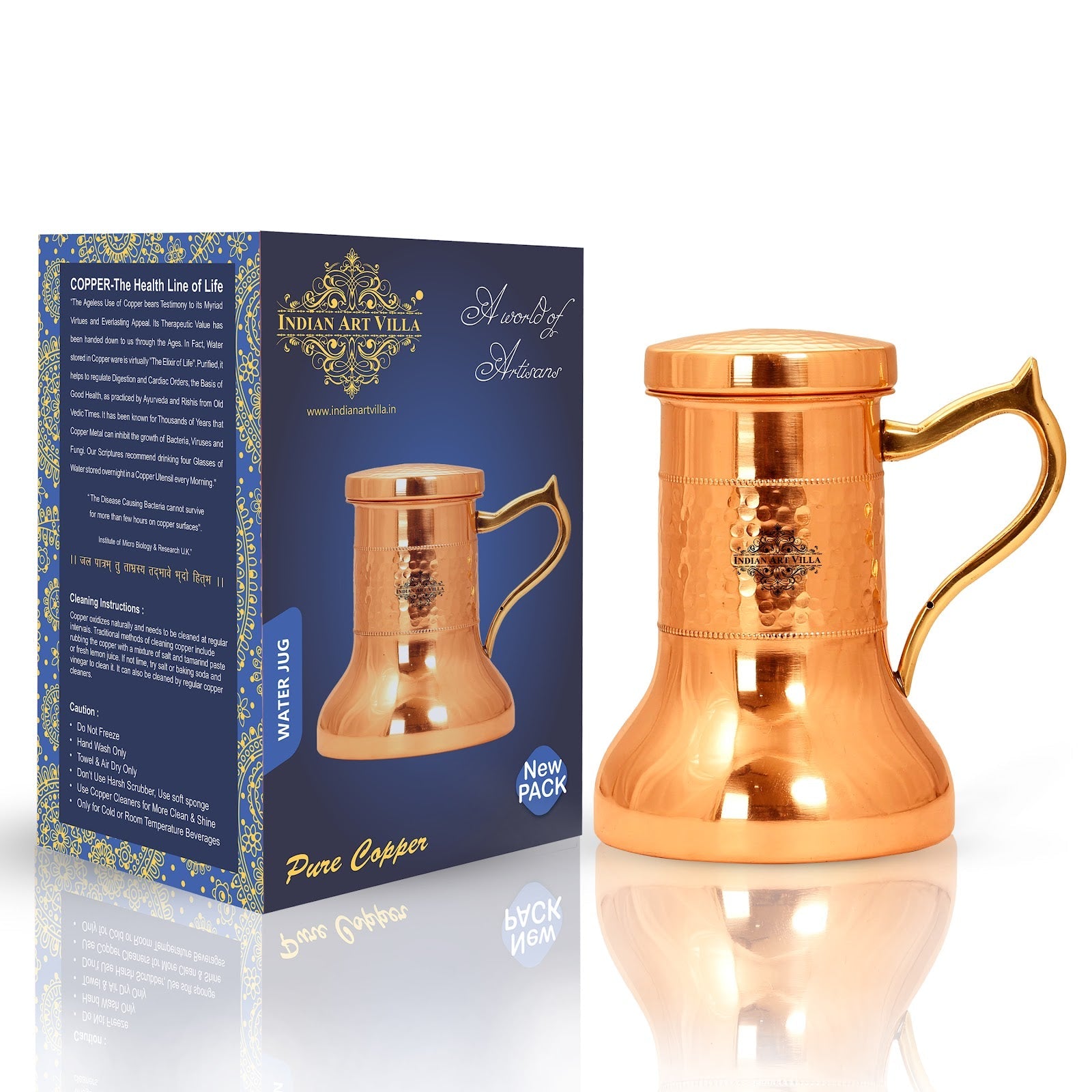Pure Copper Smooth Hammered Design Lacquer Coated Bedroom Bottle