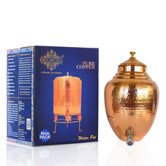 Pure Copper Water Hammered Design Dispenser Pot Matka 8.5 Ltr