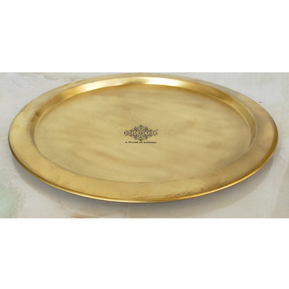 Handcrafted Pure Brass Thali | Plate with Matt Finish Design, Tableware, Serveware