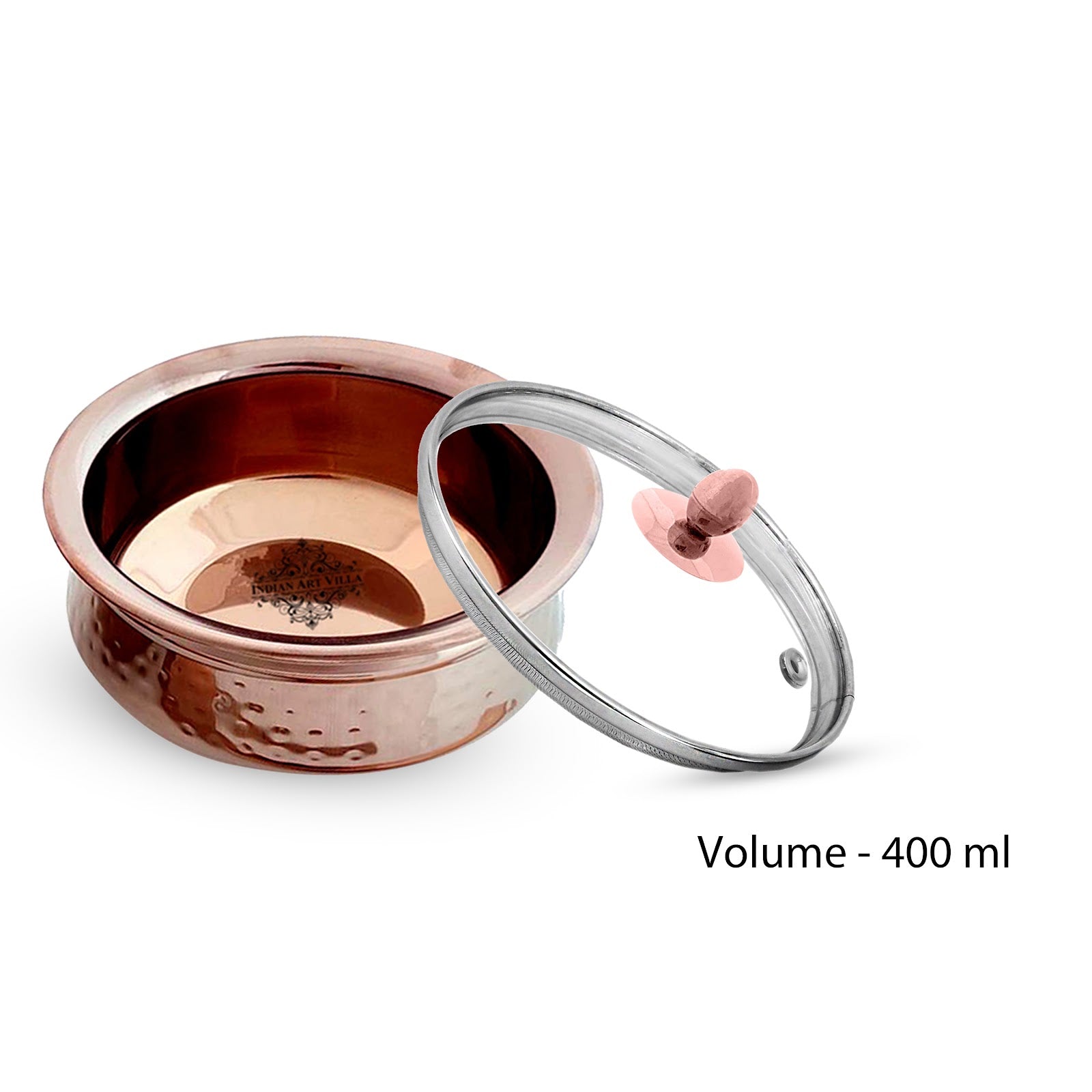 Indian Art Villa, Rose Gold Steel Tableware Gift Set, Hammered Design, 10 Pieces