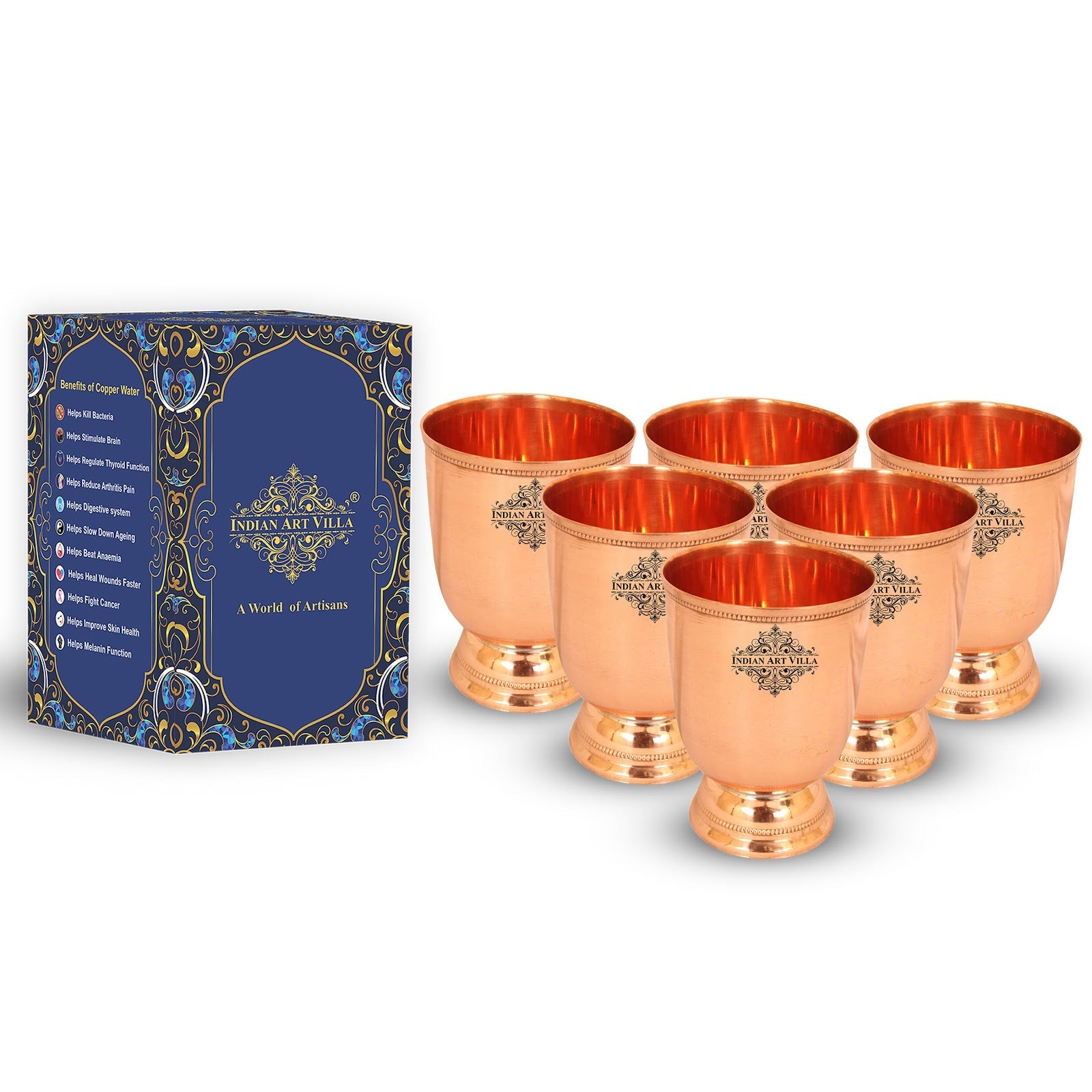 Pure Copper Goblet Glass Tumbler 450 ML