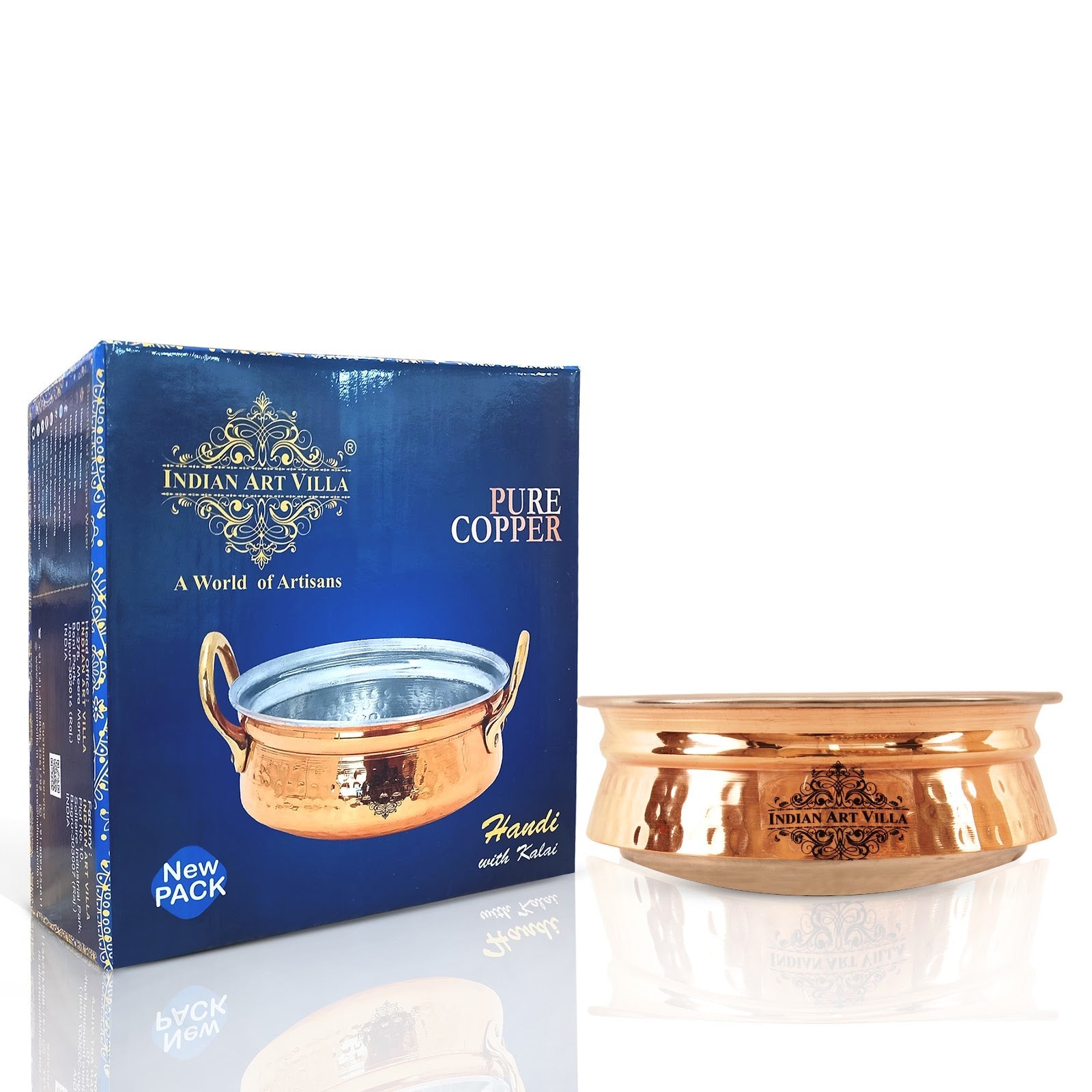 Handcrafted Pure Steel Copper Induction Handi Bowl with Hammered Design