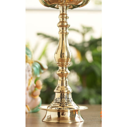 Brass Stand Pillar Diya, Peacock Design, Pooja, Home Decor & Diwali Gift Item