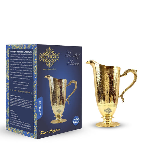 Pure Brass Designer Kalamkari Jug  with Designer Handle- 1600 ML