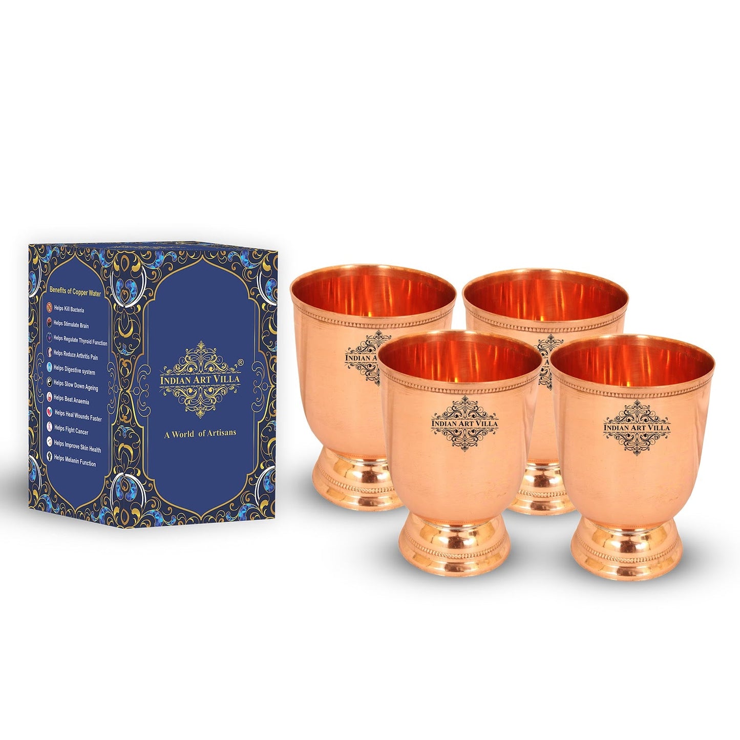 Pure Copper Goblet Glass Tumbler 450 ML