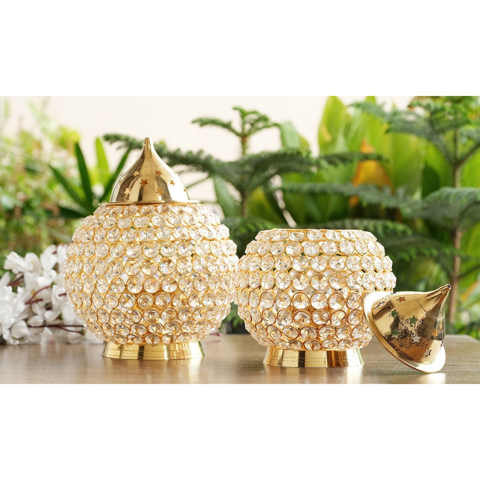 Pure Brass Diya, Crystal Matka Design, Oil Lamp For pooja Diwali