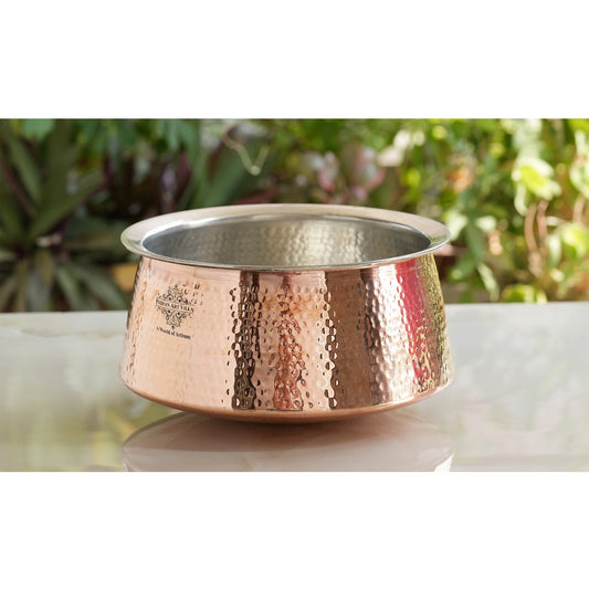 Handcrafted Copper Bhagona, Inside Tin Lining Design, Style For Your Kitchen Mastery