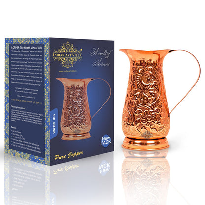 Pure Copper Jug, Royal Designer, Storage Drinking water Pitcher
