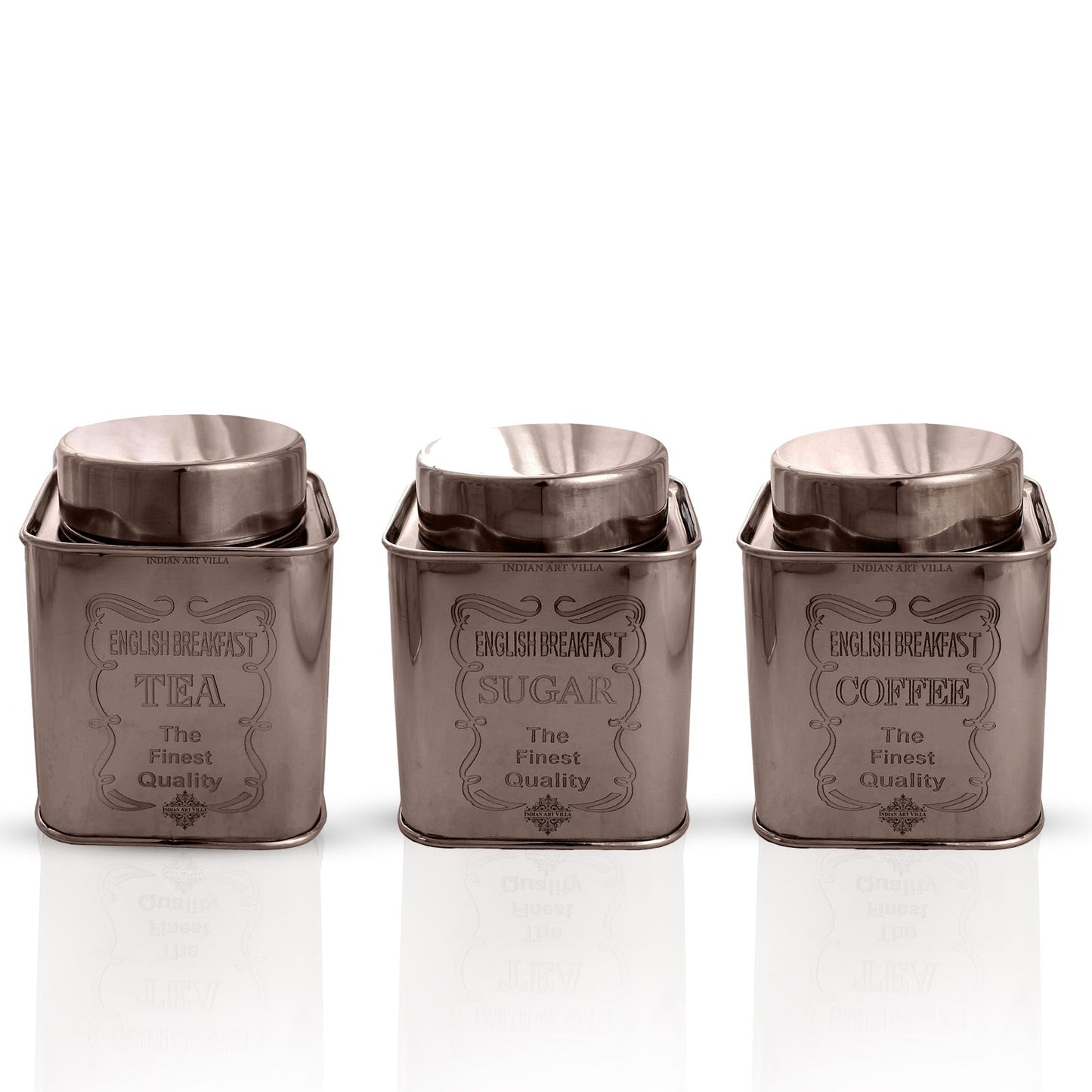 Steel Tea, Coffee & Sugar Container Set, 3 Pieces