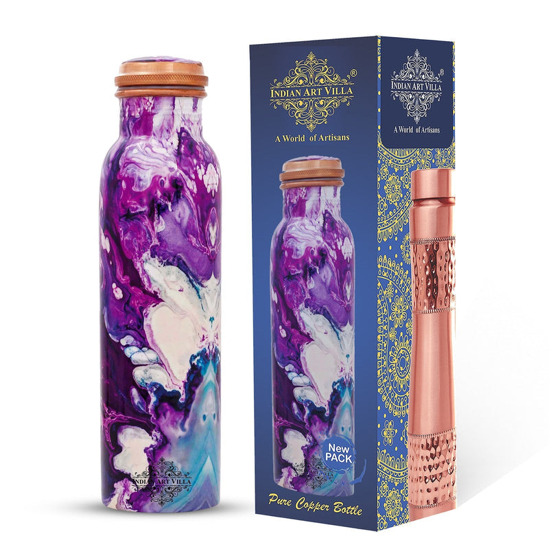 Pure Copper Water Bottle with Printed Design