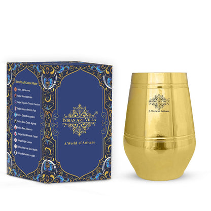 Pure Brass Glass with Shine Finish Lining Design