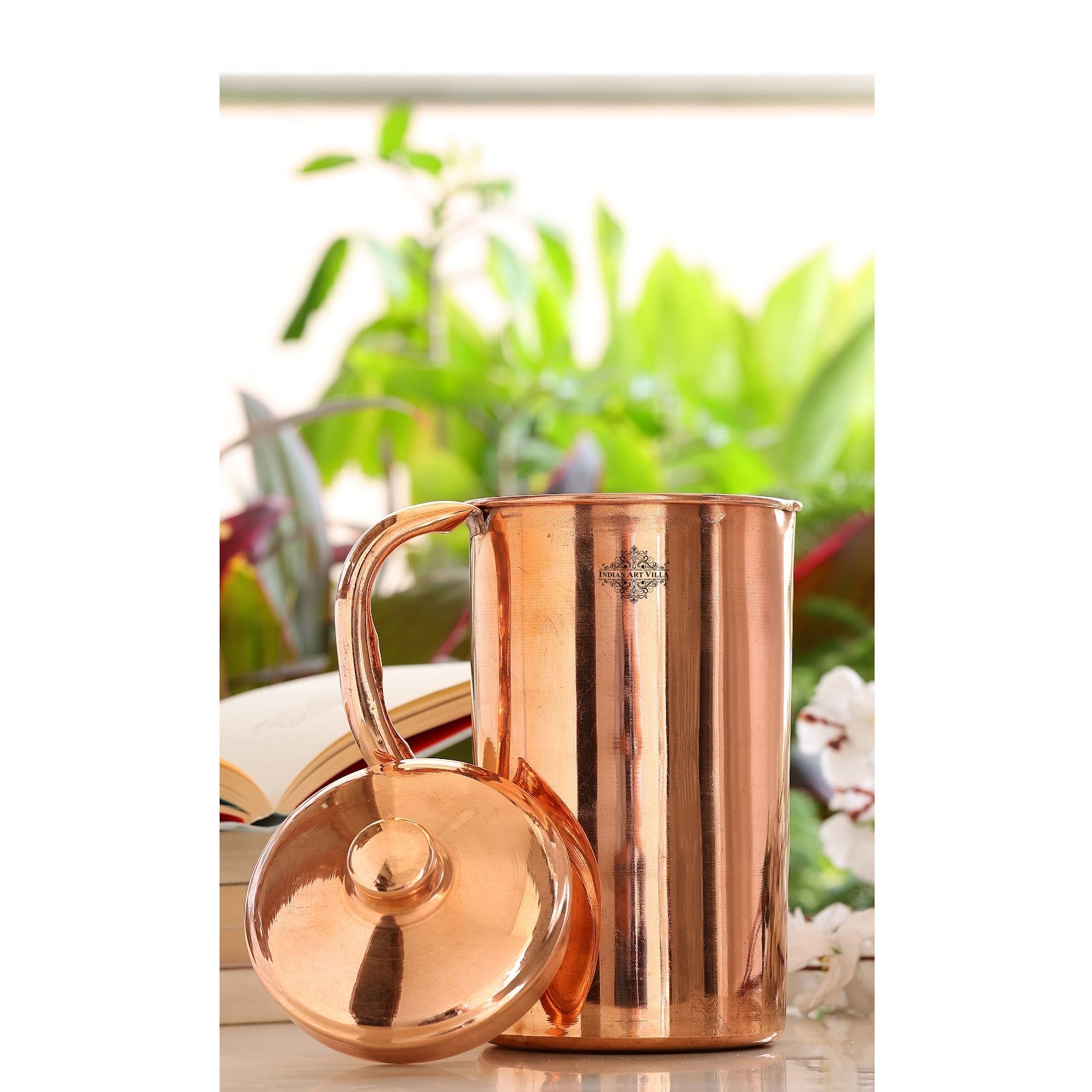 Pure Copper Jug 1200 ML & 1 Glass Tumbler 300 ML