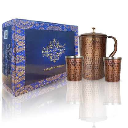 Steel Copper Antique Dark Tone 1 Jug & Glass Set With Gift Box