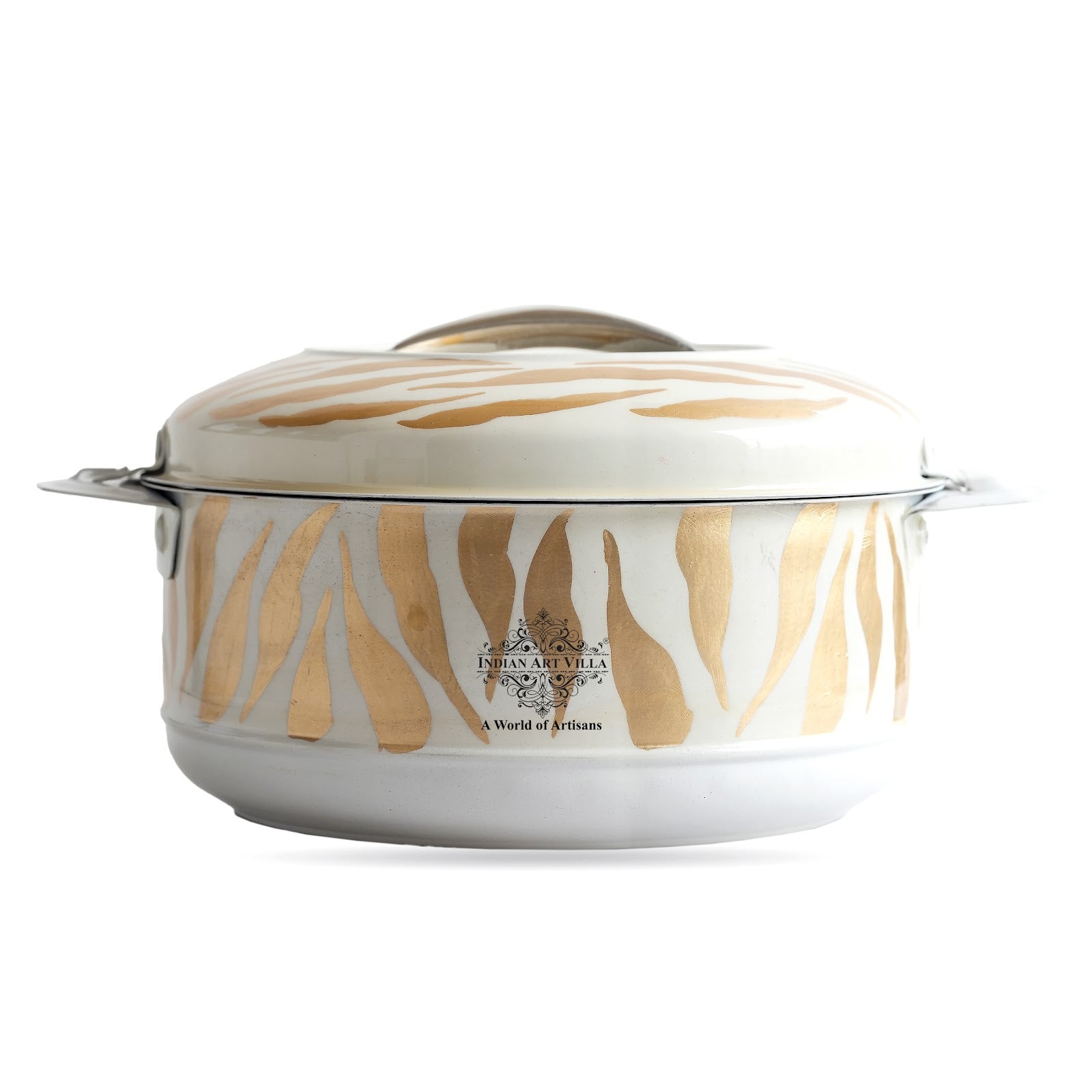 Stainless Steel Tiger Print Design Casserole with Handle Set of - 3 (Small + Medium + Large)