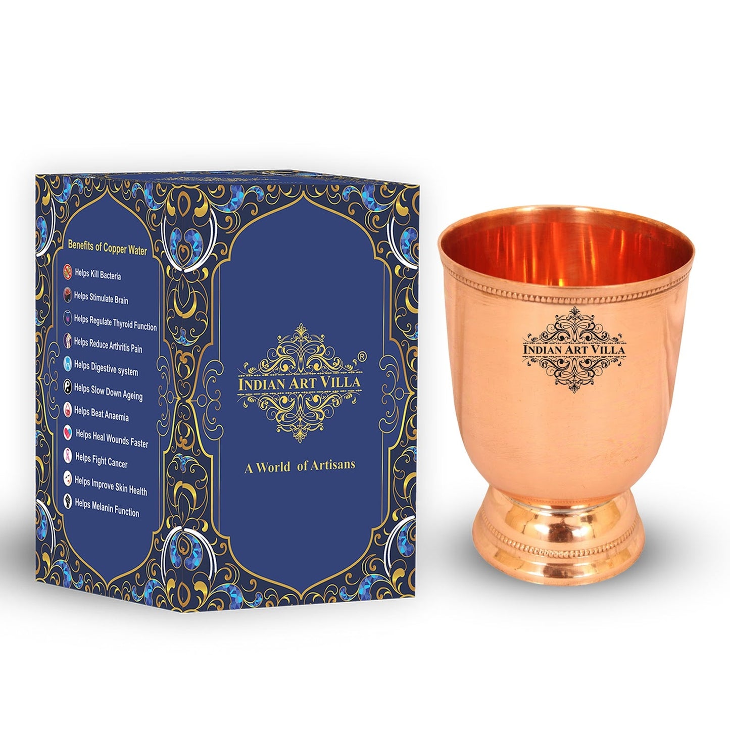 Pure Copper Goblet Glass Tumbler 450 ML