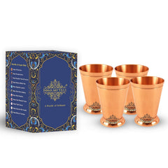 Pure Copper Big Top Glass with 2 Designer Rings  300ML
