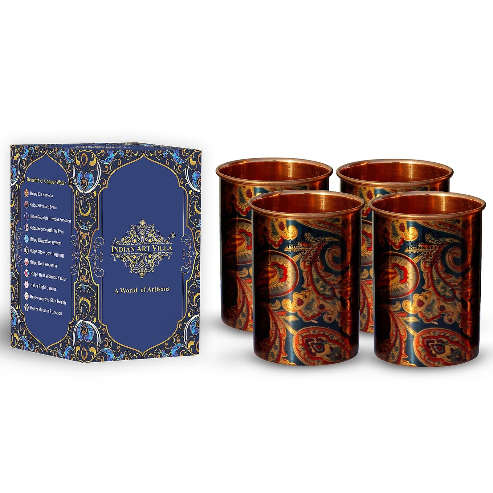 Pure Copper Printed Design Glass - 275 ML