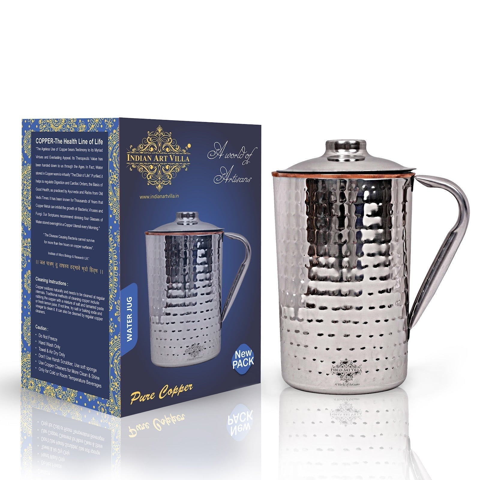 Pure Steel Copper Jug Luxury Design with Lid