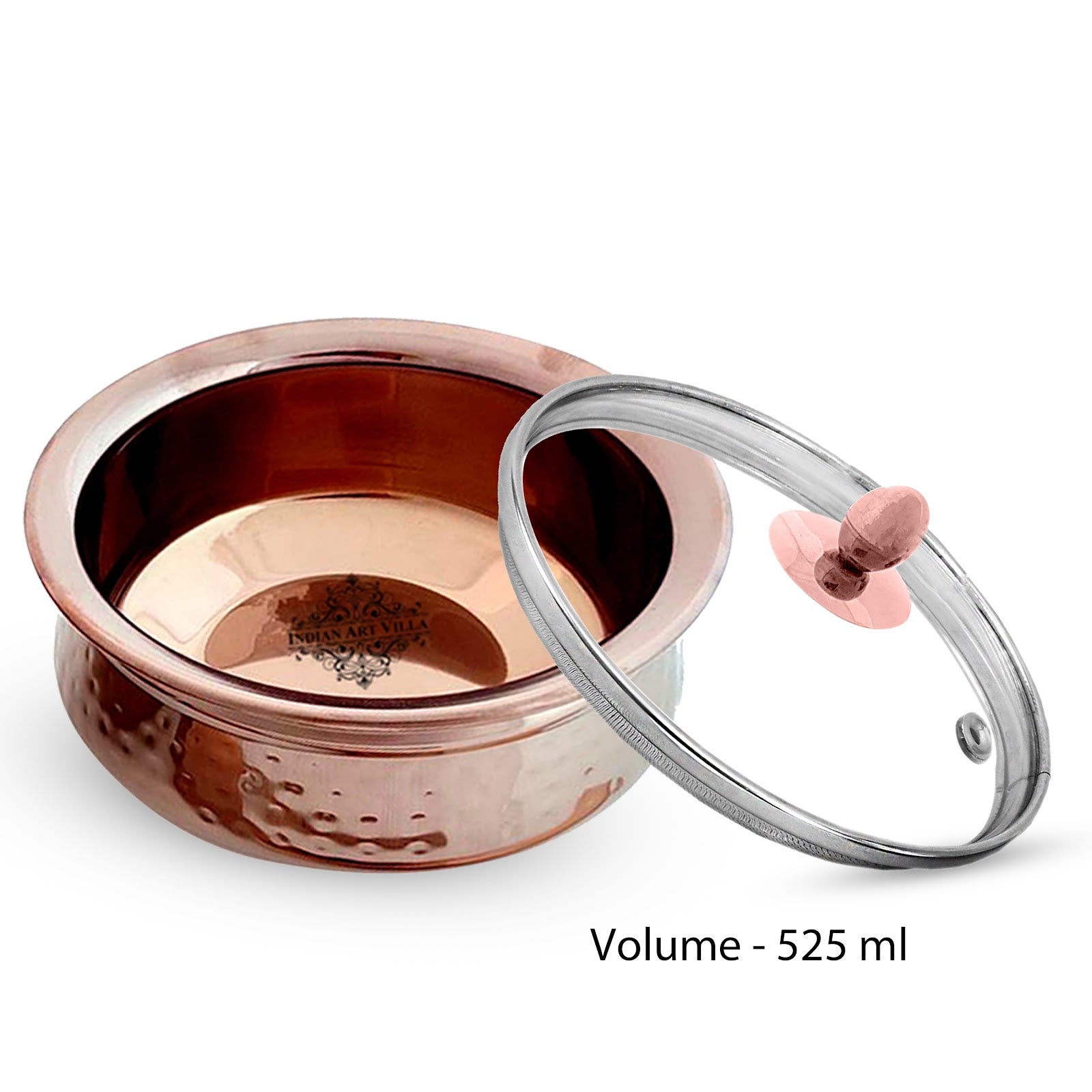 Indian Art Villa, Rose Gold Steel Tableware Gift Set, Hammered Design, 10 Pieces