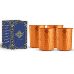 Pure Copper Lacquer Coated Plain & Hammered Design Glass 275 ML