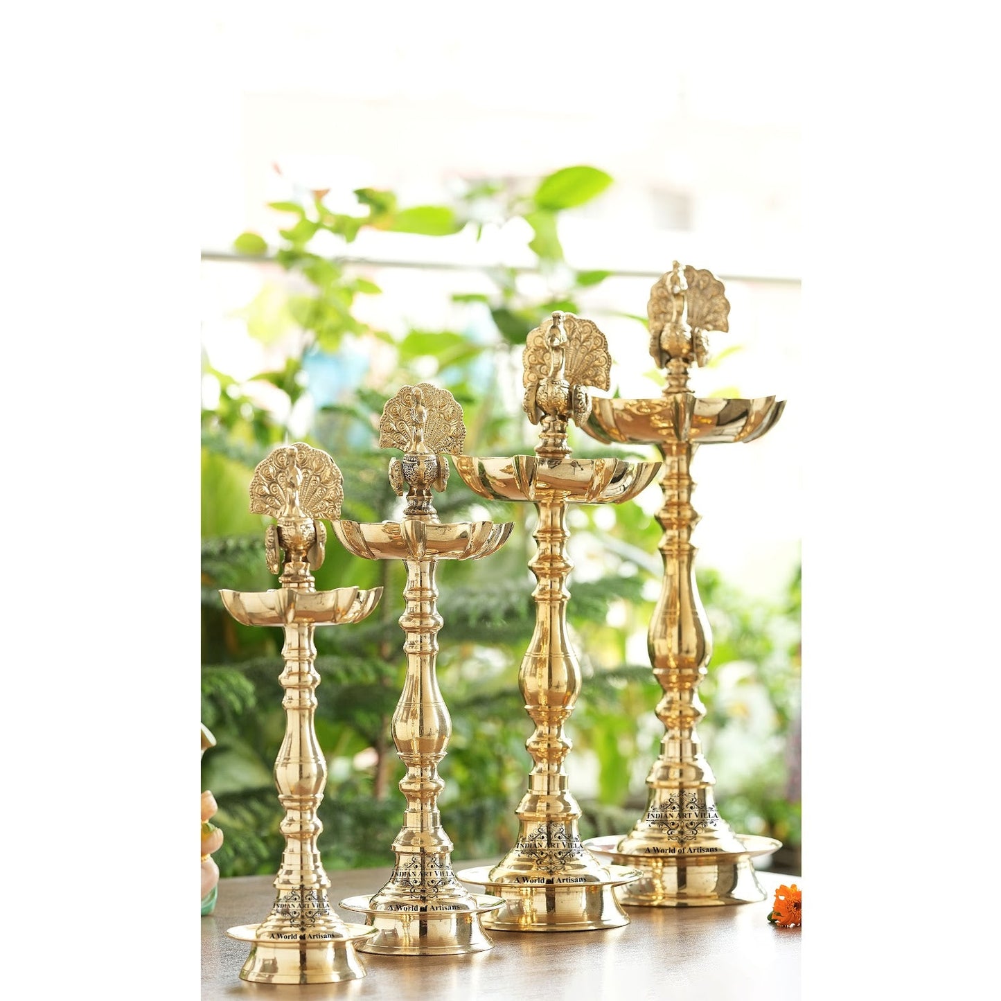 Brass Stand Pillar Diya, Peacock Design, Pooja, Home Decor & Diwali Gift Item